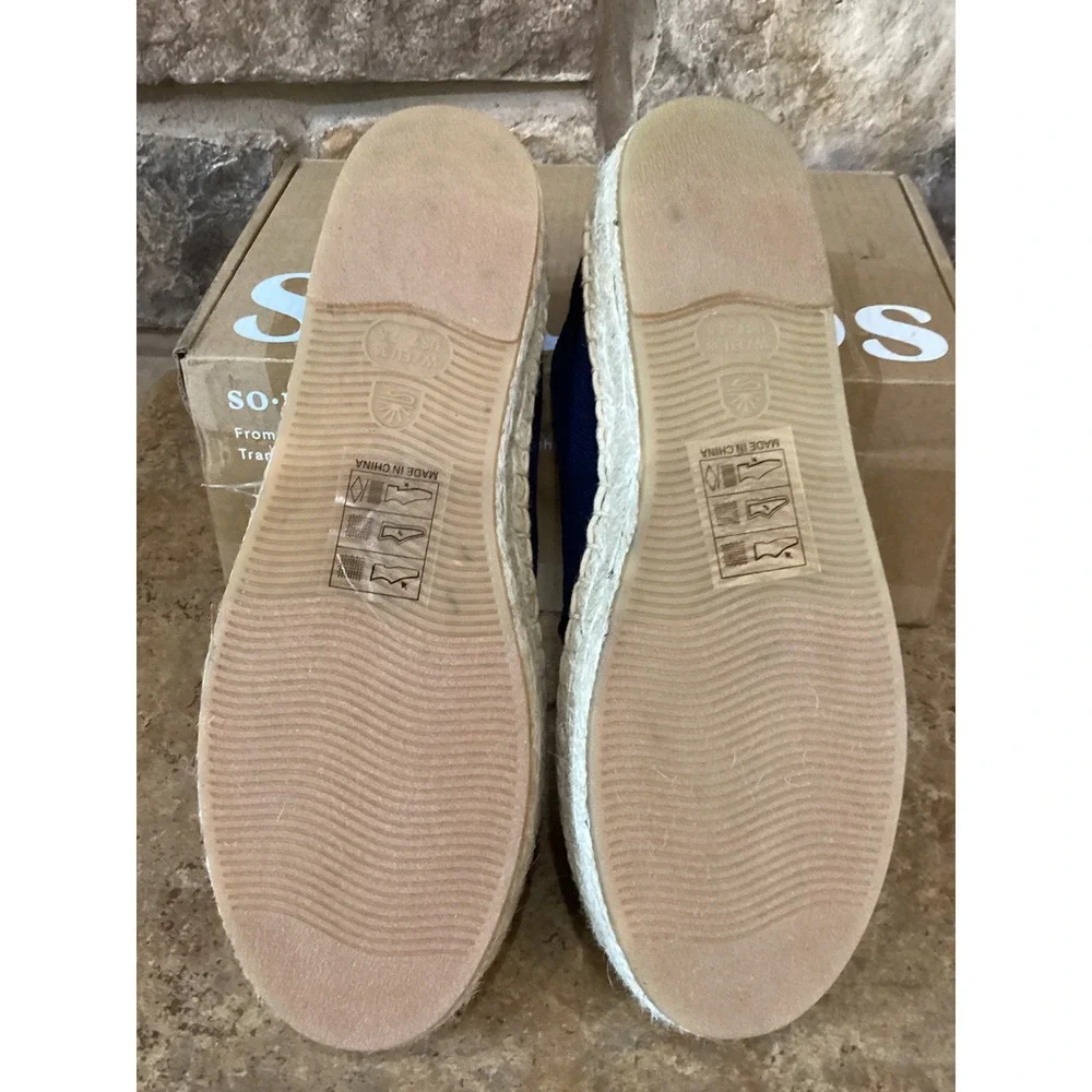 Soludos Smoking Platform Espadrilles Womens Size 7-7.5 Armada Blue Canvas New
